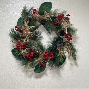Christmas Wreath Gold and Red NWOT